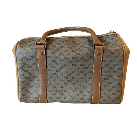 Vintage Gucci Mini Monogram Boston Bag Canvas Leather Top Handle - Picture 4 of 10
